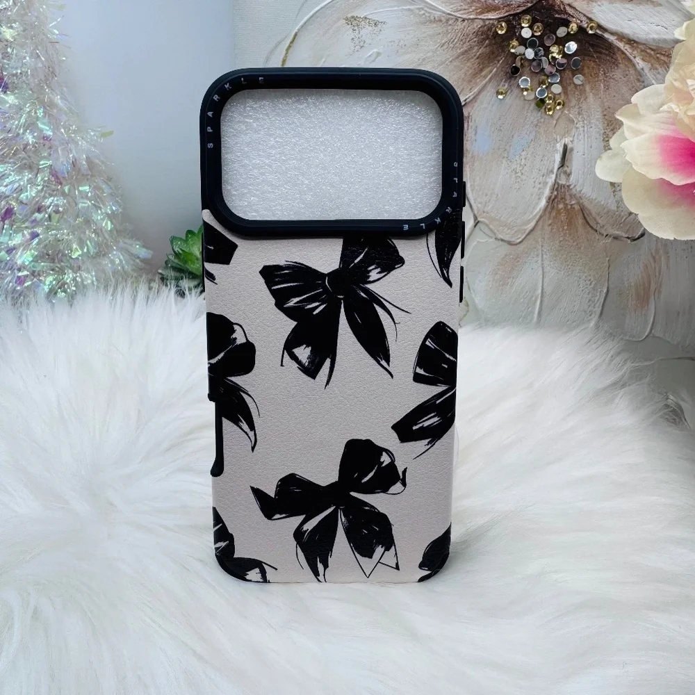 Chic iPhone 17 Pro Max Black Bow Theme Case